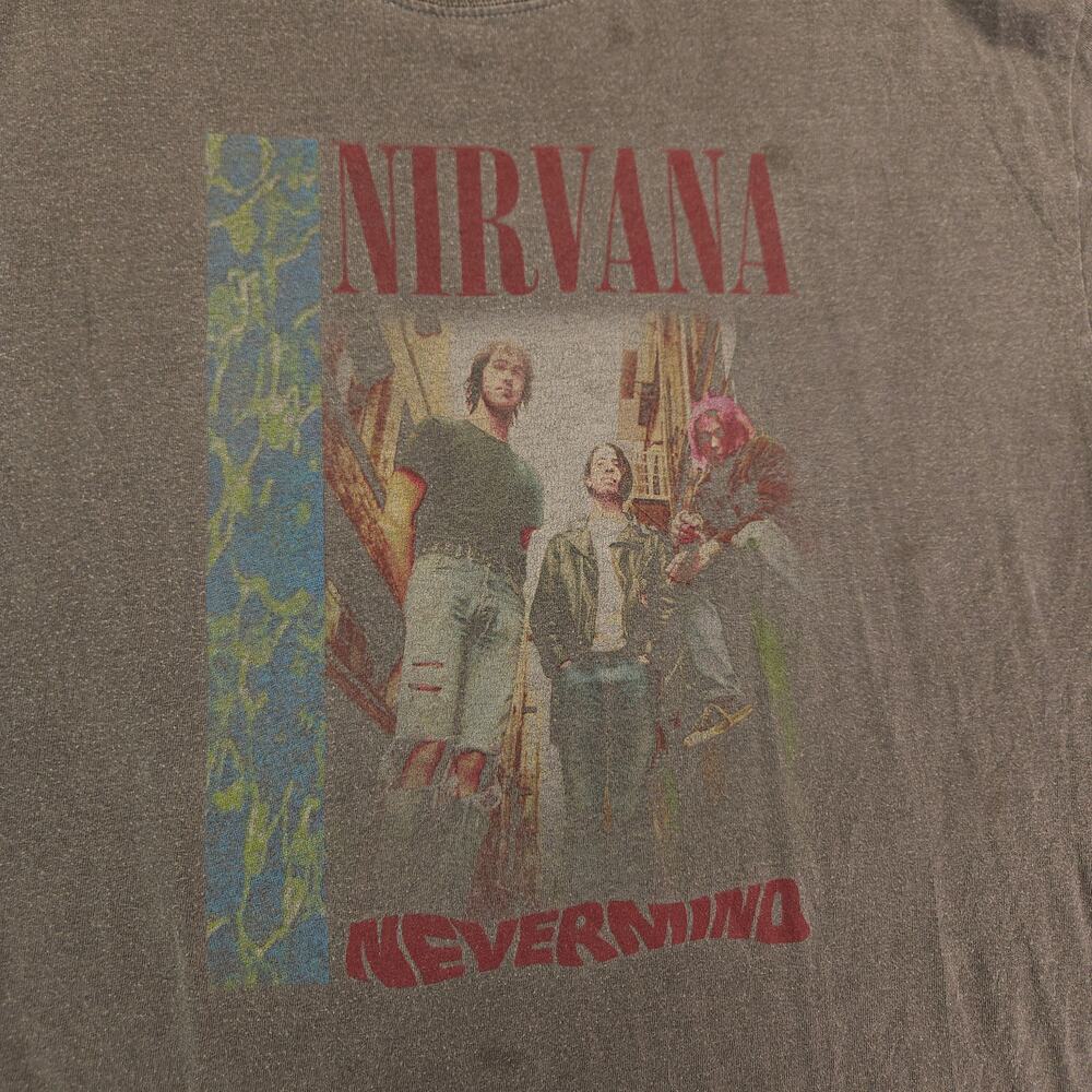 Nirvana Band Casual Crew Neck Graphic T-Shirt Adult Mens Size Large L Gray - Picture 4 of 9
